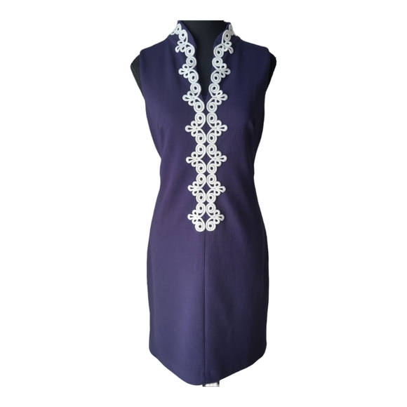 Vince Camuto Navy blue and white embroidered sheath dress - Picture 9 of 9